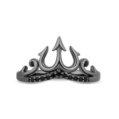 Enchanted Disney Sterling Silver Disney 0.08CTW Black Diamond Ursula Ring