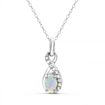 Sterling Silver Opal & White Topaz Pendant