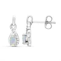 Sterling Silver Opal & White Topaz Earrings