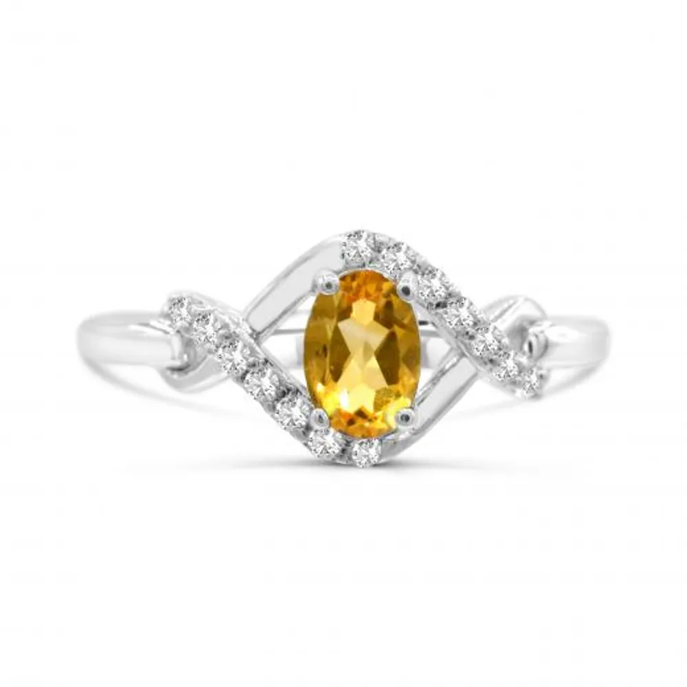 Sterling Silver Citrine & White Topaz Ring