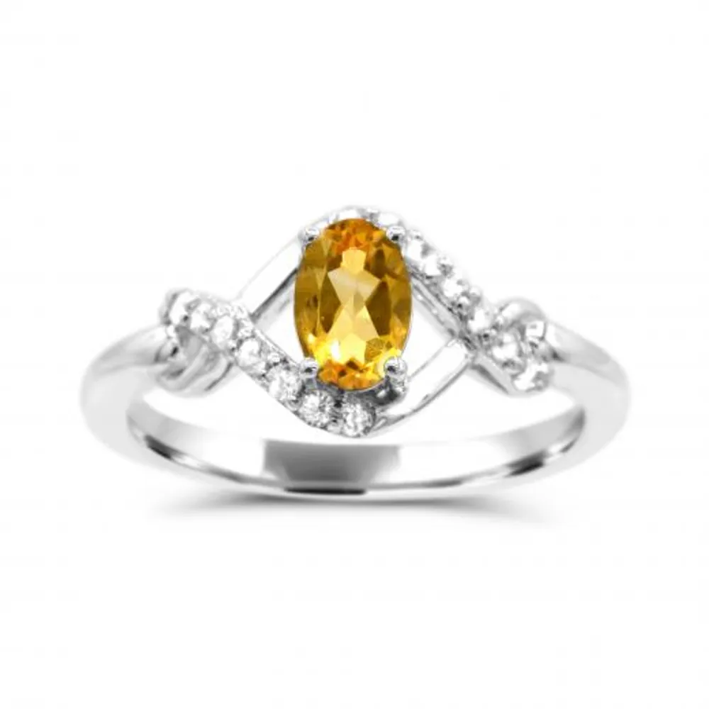 Sterling Silver Citrine & White Topaz Ring