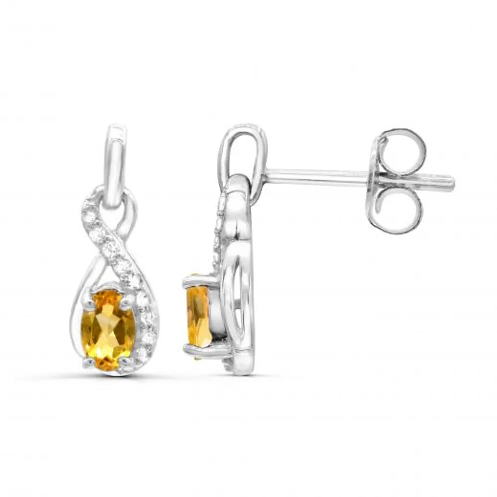 Sterling Silver Citrine & White Topaz Earrings