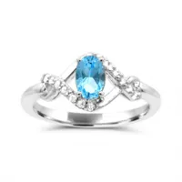 Sterling Silver Blue Topaz & White Topaz Ring