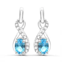 Sterling Silver Blue Topaz & White Topaz Earrings