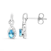 Sterling Silver Blue Topaz & White Topaz Earrings