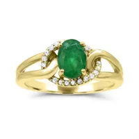 10K Yellow Gold Emerald & Diamond Ring