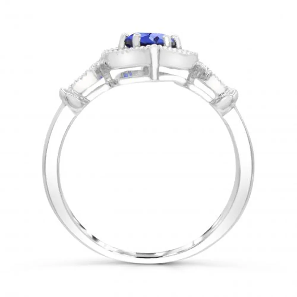 10K White Gold Tanzanite & White Sapphire Ring