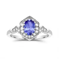 10K White Gold Tanzanite & White Sapphire Ring