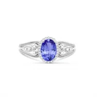 Sterling Silver Tanzanite & Diamond Ring