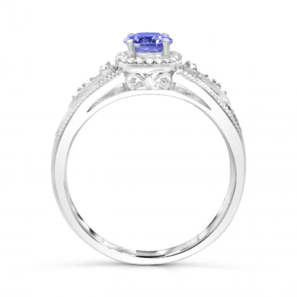 Sterling Silver Tanzanite & Diamond Ring