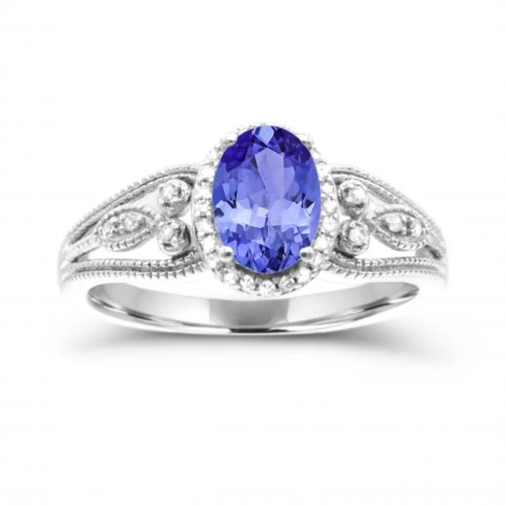 Sterling Silver Tanzanite & Diamond Ring