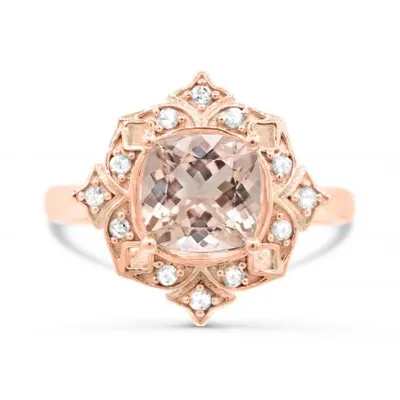 10K Rose Gold Morganite & White Sapphire Ring