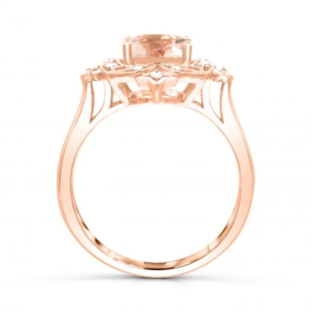 10K Rose Gold Morganite & White Sapphire Ring