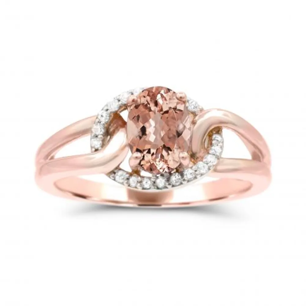 Sterling Silver Morganite & White Sapphire Ring