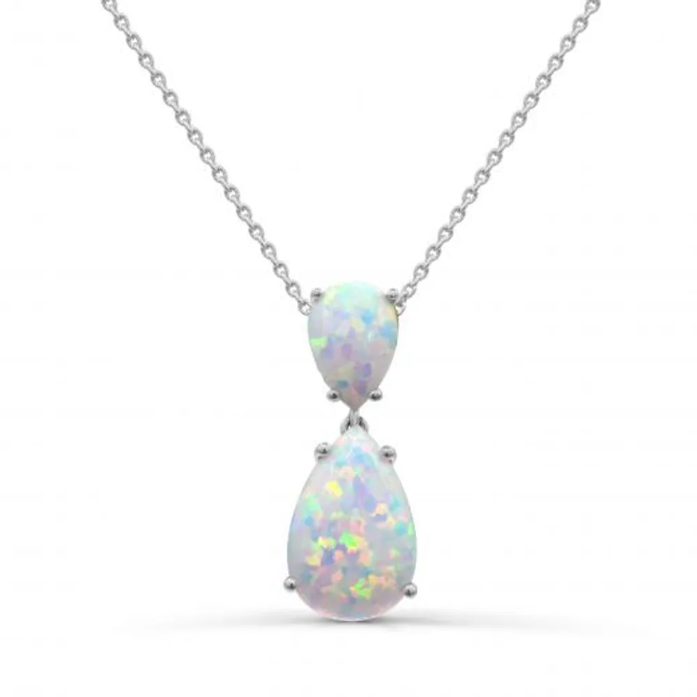 Sterling Silver Created Opal Pendant