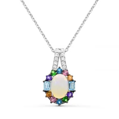Sterling Silver Opal & Multi Gemstone Pendant