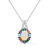 Sterling Silver Opal & Multi Gemstone Pendant