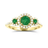 14K Yellow Gold Emerald & Diamond Ring