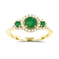 14K Yellow Gold Emerald & Diamond Ring