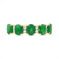 14K Yellow Gold Emerald & Diamond Ring