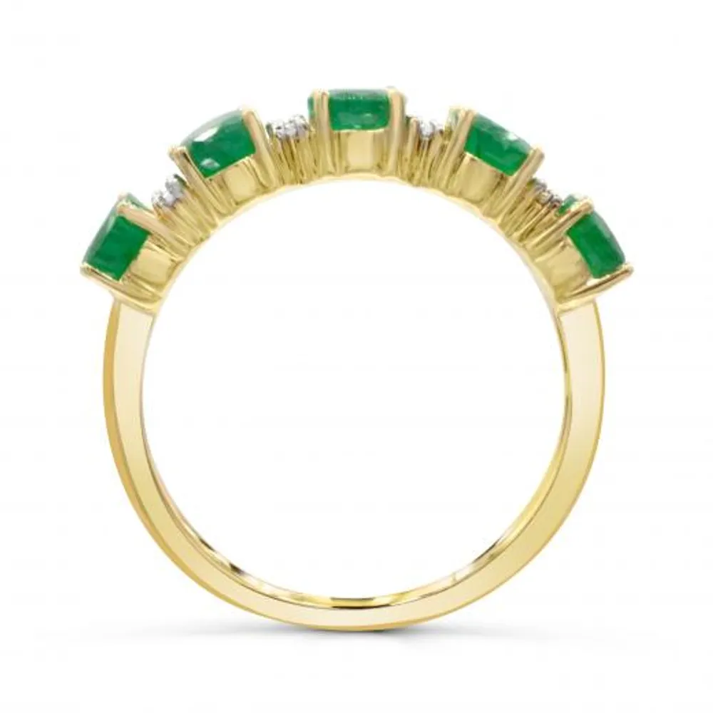 14K Yellow Gold Emerald & Diamond Ring