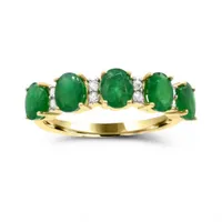 14K Yellow Gold Emerald & Diamond Ring