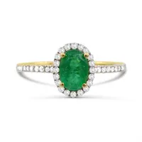 14K Yellow Gold Emerald & Diamond Ring