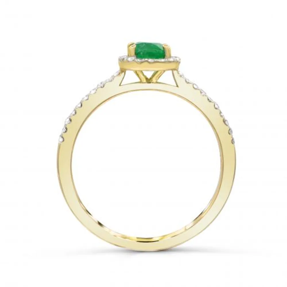 14K Yellow Gold Emerald & Diamond Ring