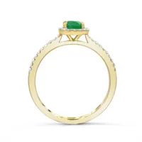 14K Yellow Gold Emerald & Diamond Ring