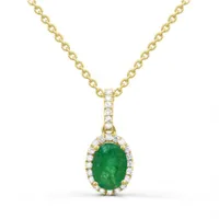 14K Yellow Gold Emerald & Diamond Pendant