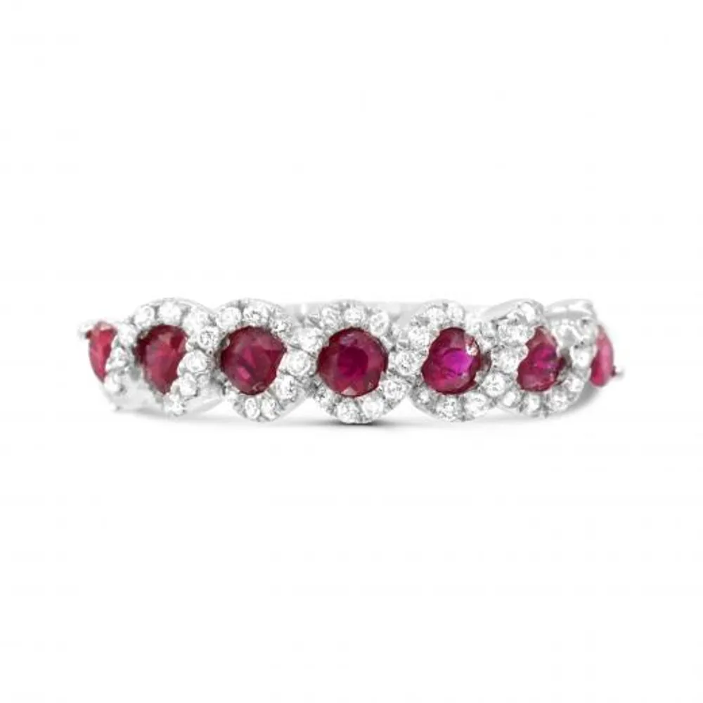 14K White Gold Ruby & Diamond Ring