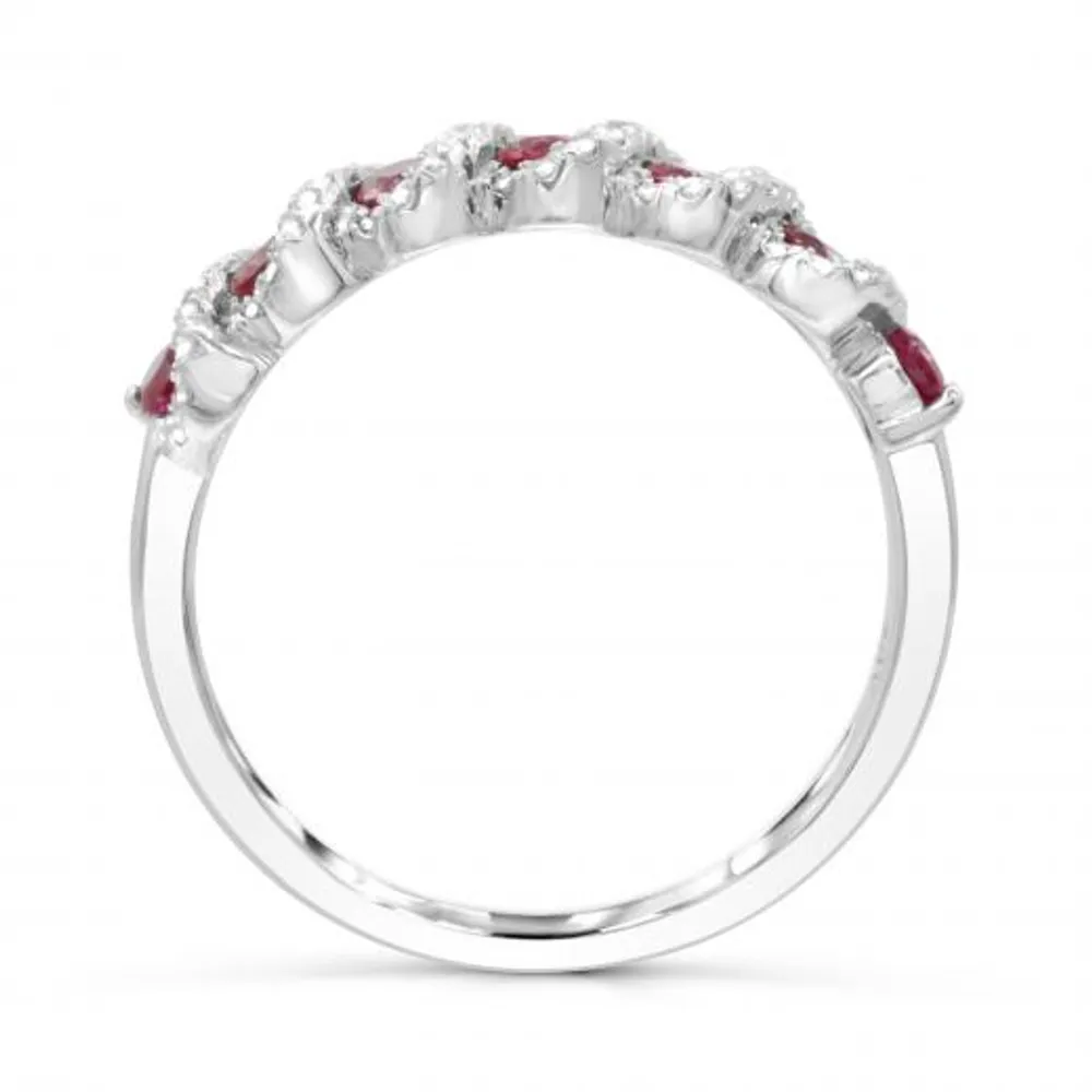 14K White Gold Ruby & Diamond Ring