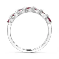 14K White Gold Ruby & Diamond Ring