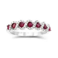 14K White Gold Ruby & Diamond Ring