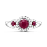 14K White Gold Ruby & Diamond Ring