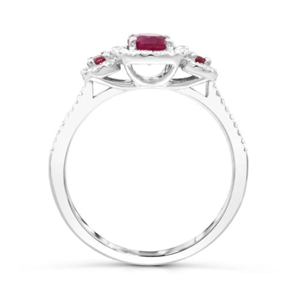 14K White Gold Ruby & Diamond Ring