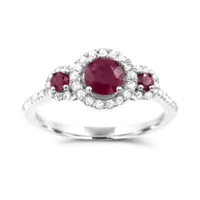 14K White Gold Ruby & Diamond Ring