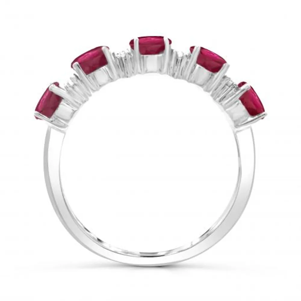 14K White Gold Ruby & Diamond Ring