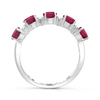 14K White Gold Ruby & Diamond Ring