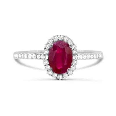 14K White Gold Ruby & Diamond Ring