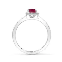 14K White Gold Ruby & Diamond Ring