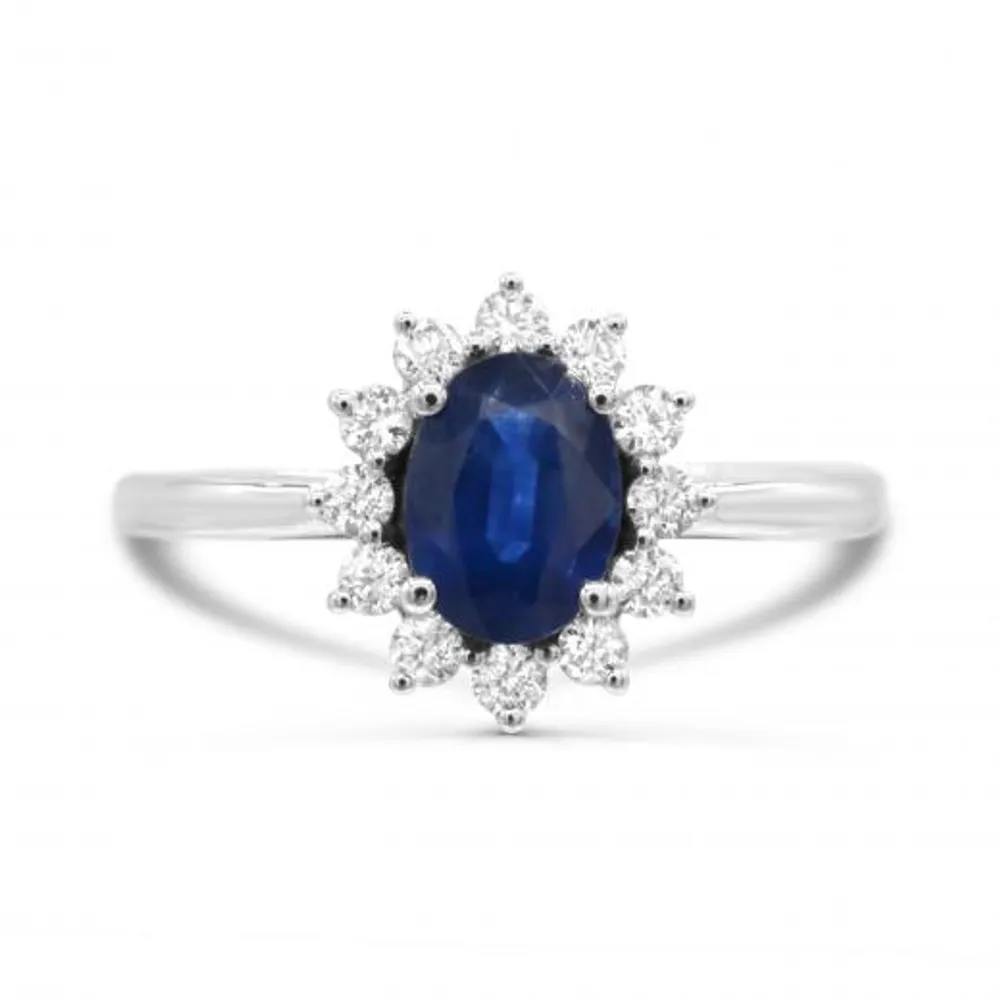 14K White Gold Sapphire & Diamond Ring