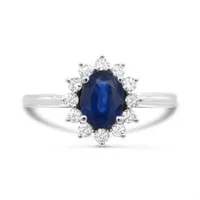 14K White Gold Sapphire & Diamond Ring