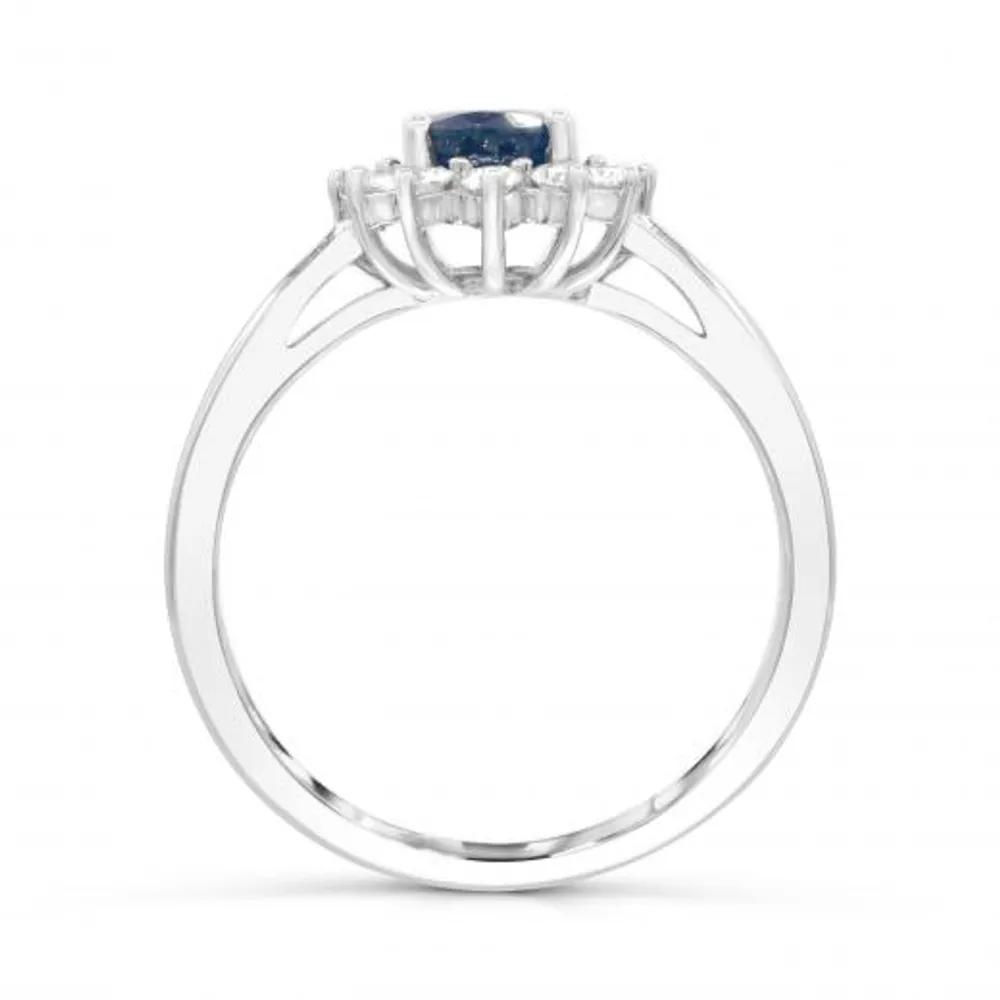 14K White Gold Sapphire & Diamond Ring