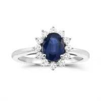 14K White Gold Sapphire & Diamond Ring