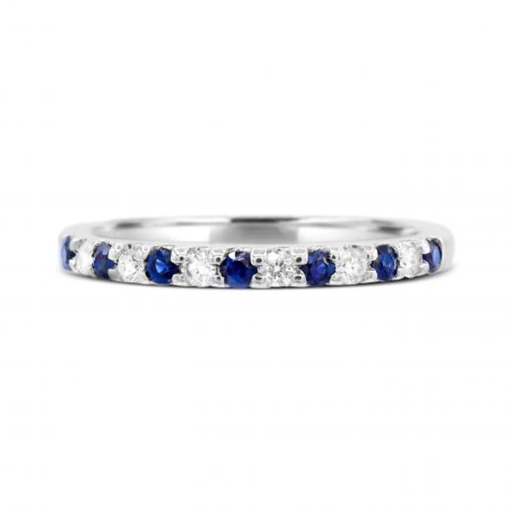 14K White Gold Sapphire & Diamond Ring