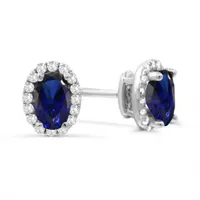 14K White Gold Sapphire & Diamond Earrings