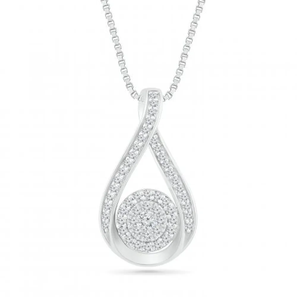 10K White Gold 0.45CTW Diamond Fashion Bouquet Pendant