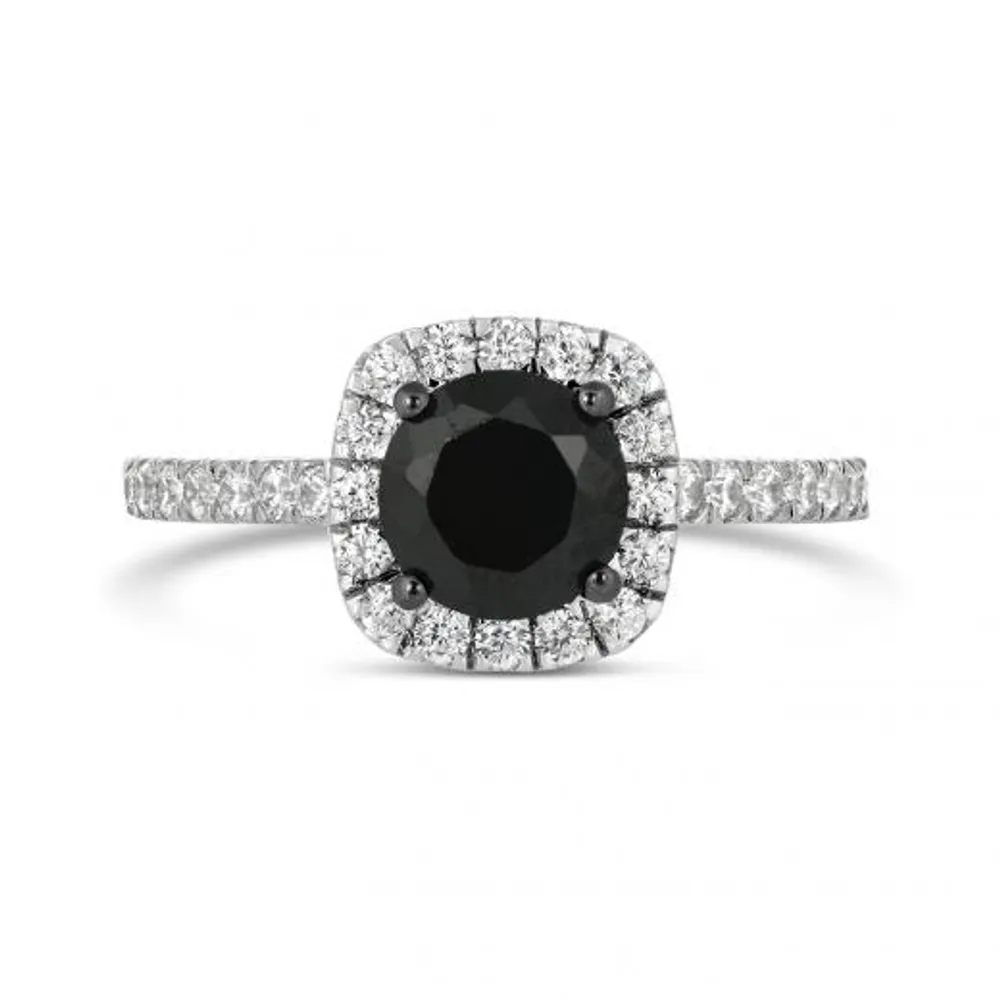 10K White Gold Black & White 1.45CTW Diamond Bridal Ring