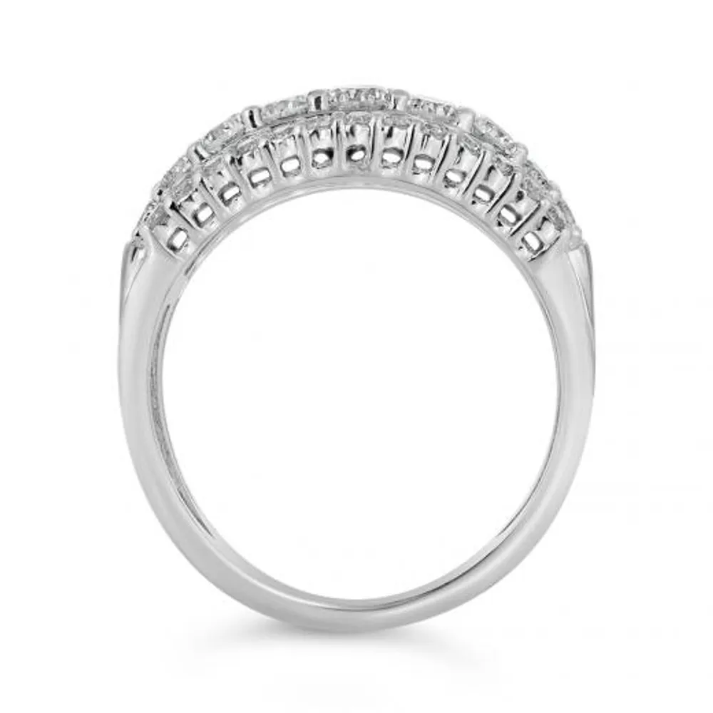 10K White Gold Multi-Row 1.50CTW Diamond Band